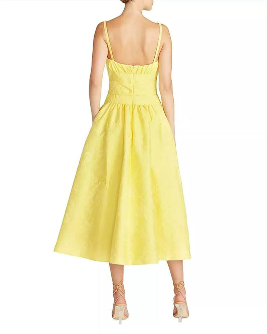 Daffodil Jacquard Fit And Flare Midi Dress