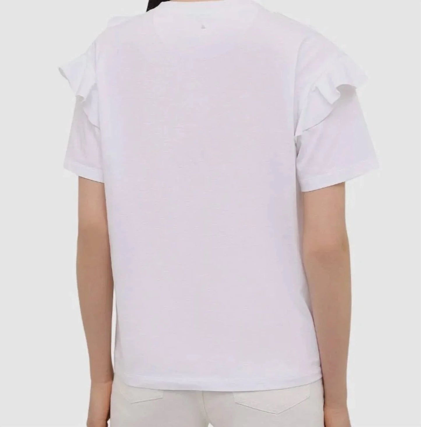 Rundhals-T-Shirt mit Rüschen und Spitze