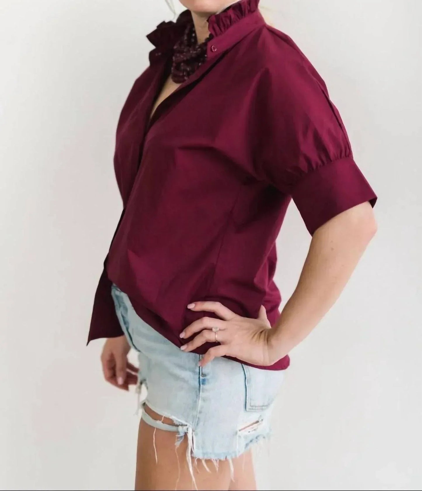 Short Sleeve Ruffle Shirt