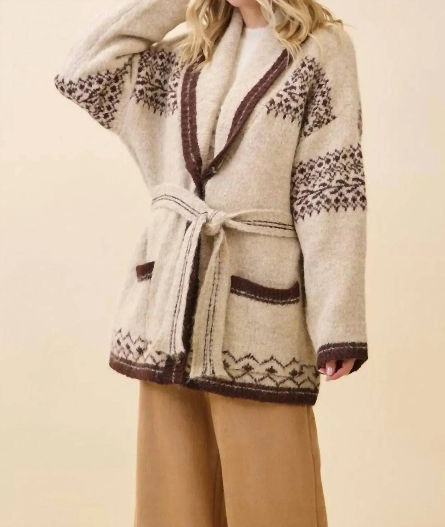 Fuzzy Knit Belted Cardigan