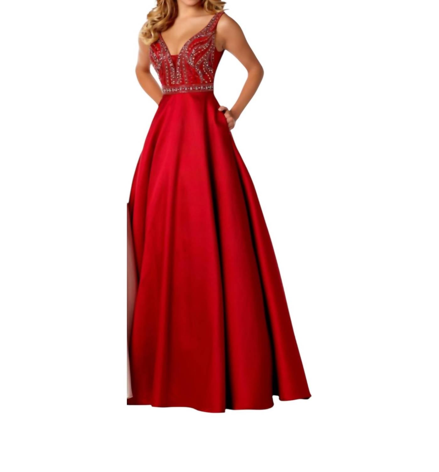 Königliches Perlenabendkleid