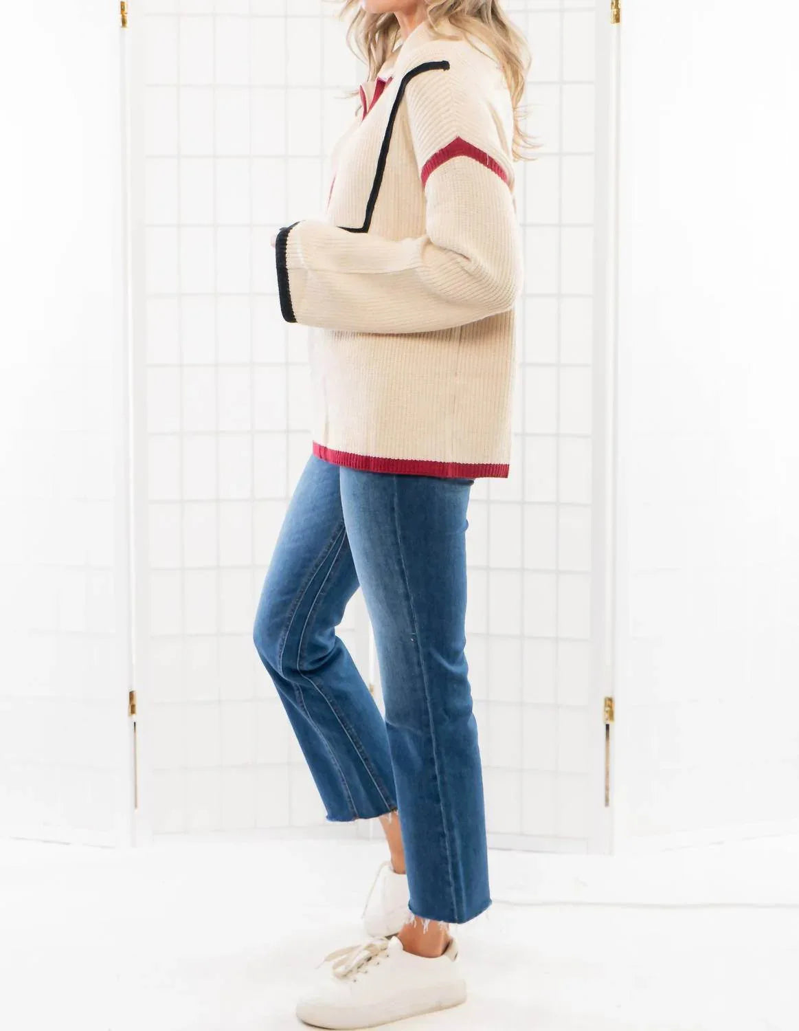Quarterback Keeper Kontrast-Quarter-Zip-Pullover