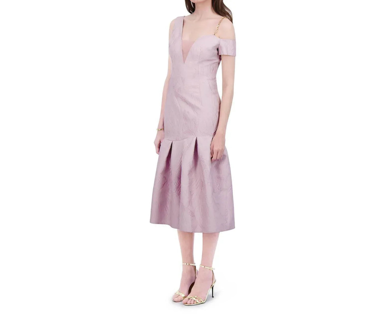 Teegarten schulterfreies V-Ausschnitt-Kleid