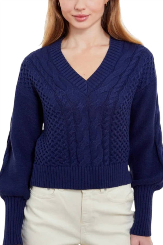 Anna Cable V-neck Sweater