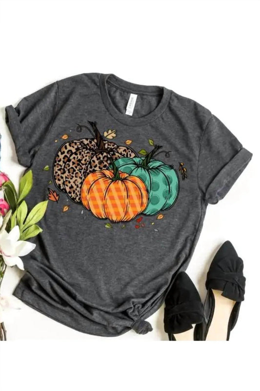 Women's Fall Pumpkin With Leaves Shirt