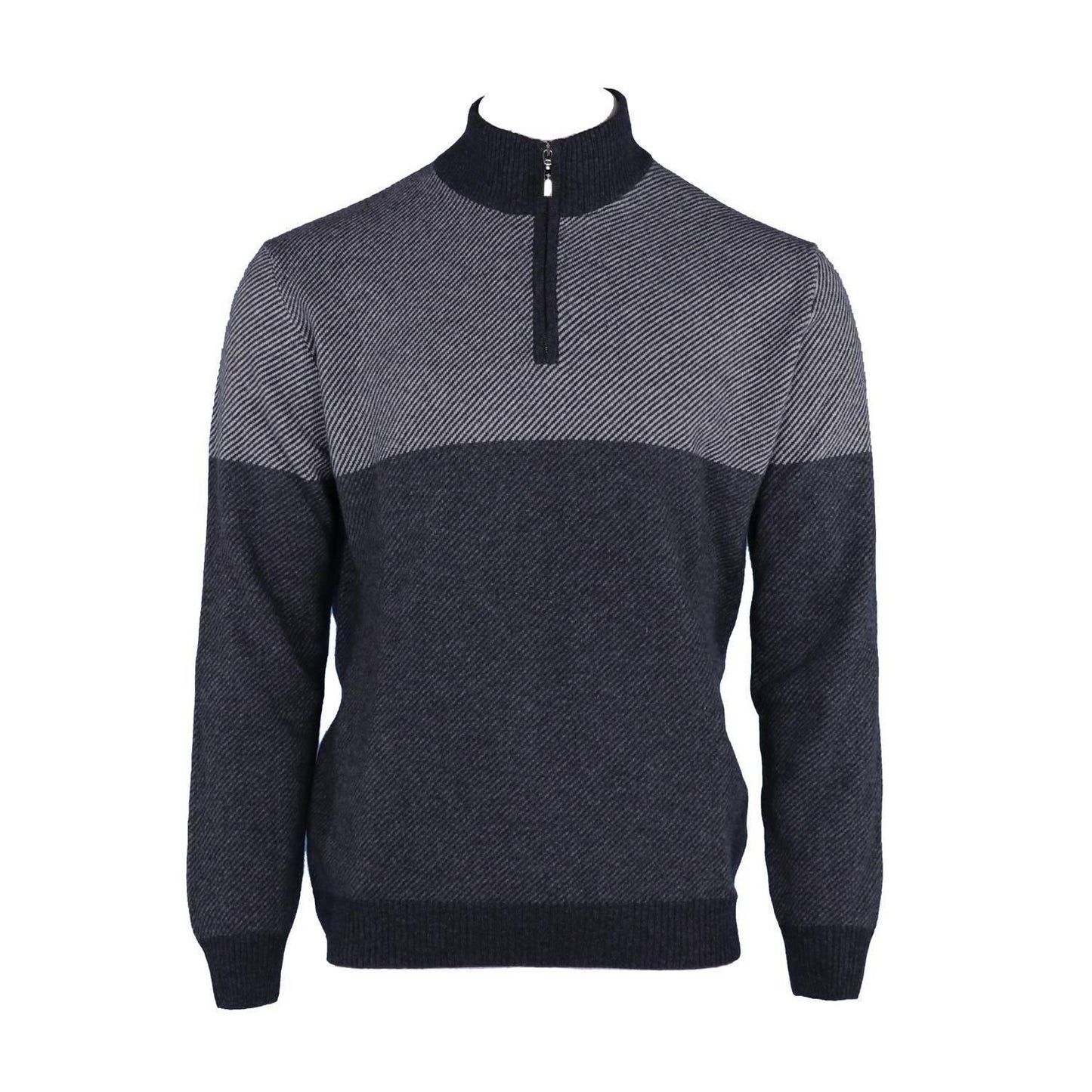 Men's Pure Cashmere Angled Half Zip Sweater
