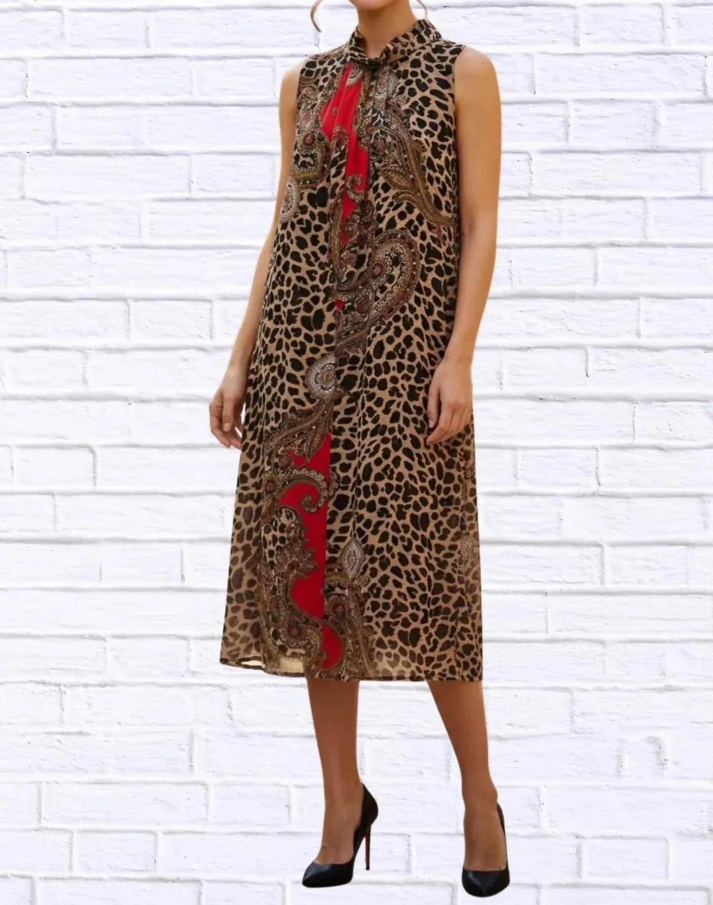 Bedrucktes ärmelloses Maxikleid