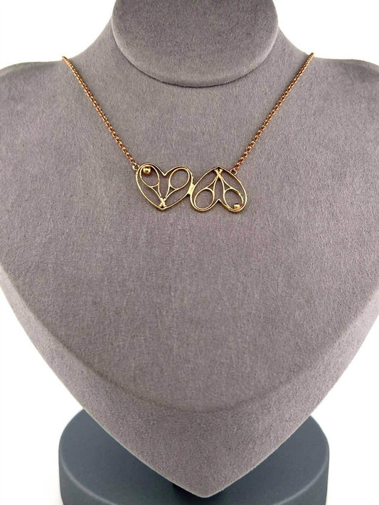 Women's Double Heart Rackets Tennis Necklace