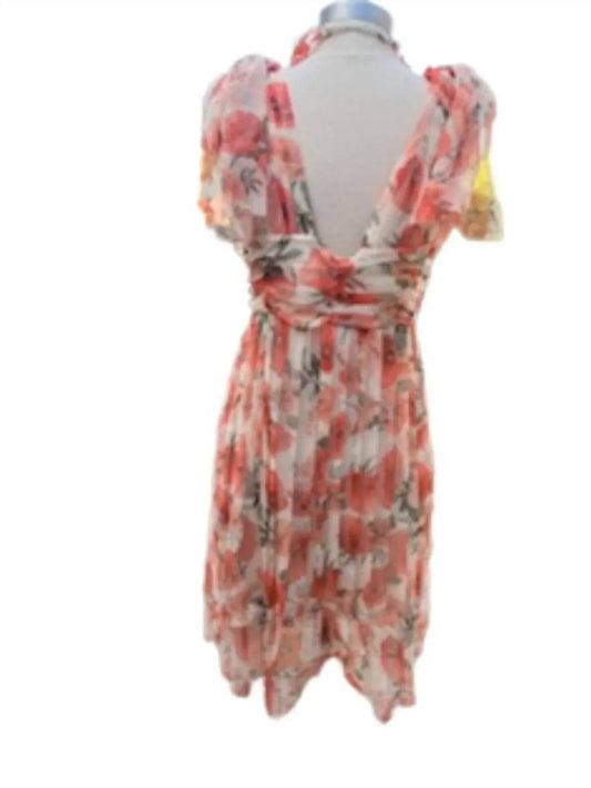 Women's Floral Sleeveless Dress With Bow On Shoulder