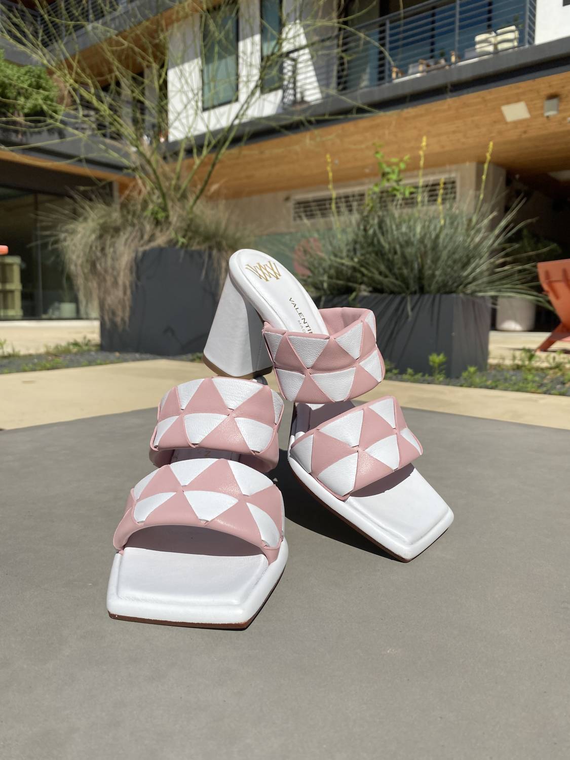 Damen-Sandalen Luppolo mit geometrischen Blockabsätzen