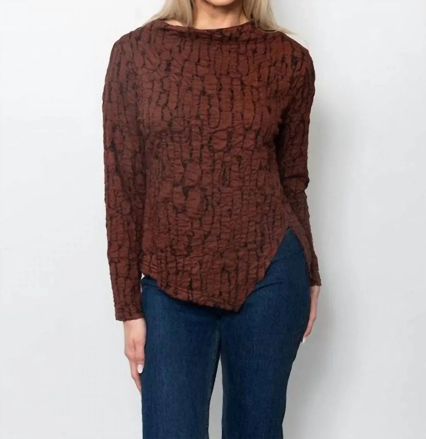 Crinkle Long Sleeve Top