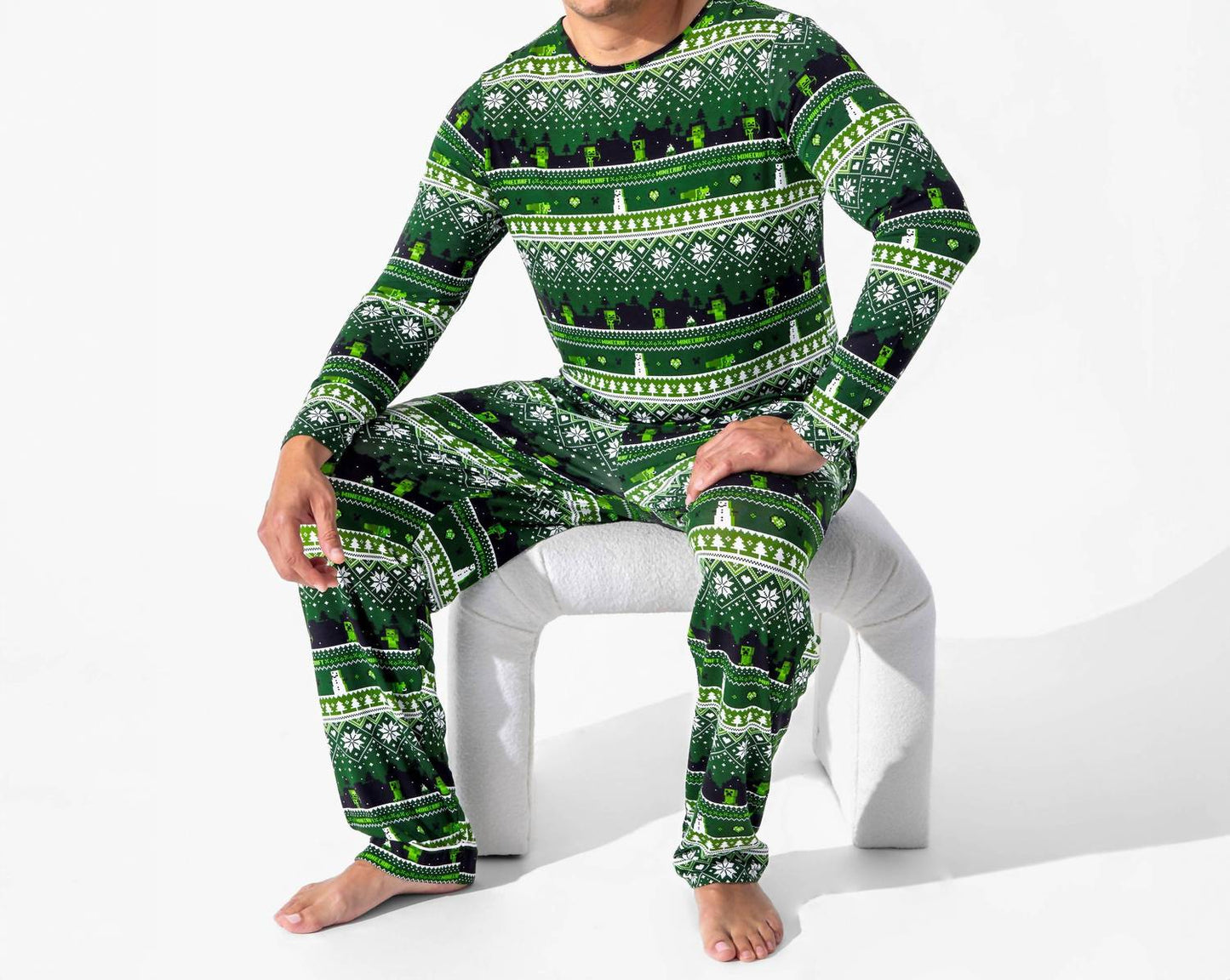 Men's Minecraft Creeper Holiday Bamboo Pajama Set