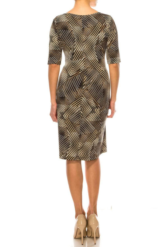 Abstract Geometric Dotted Print Sheath Dress