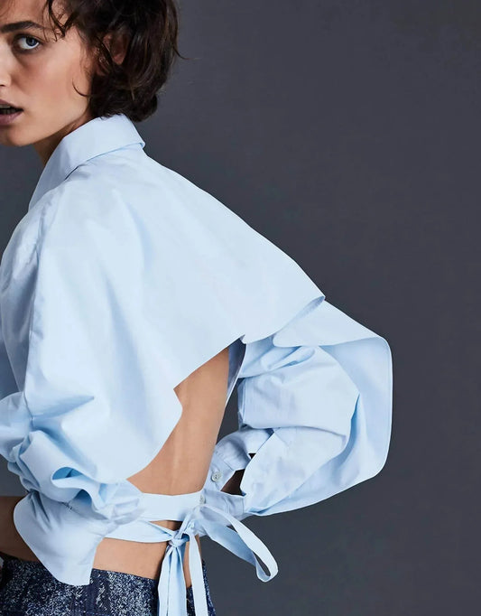Backless Button Down Shirt