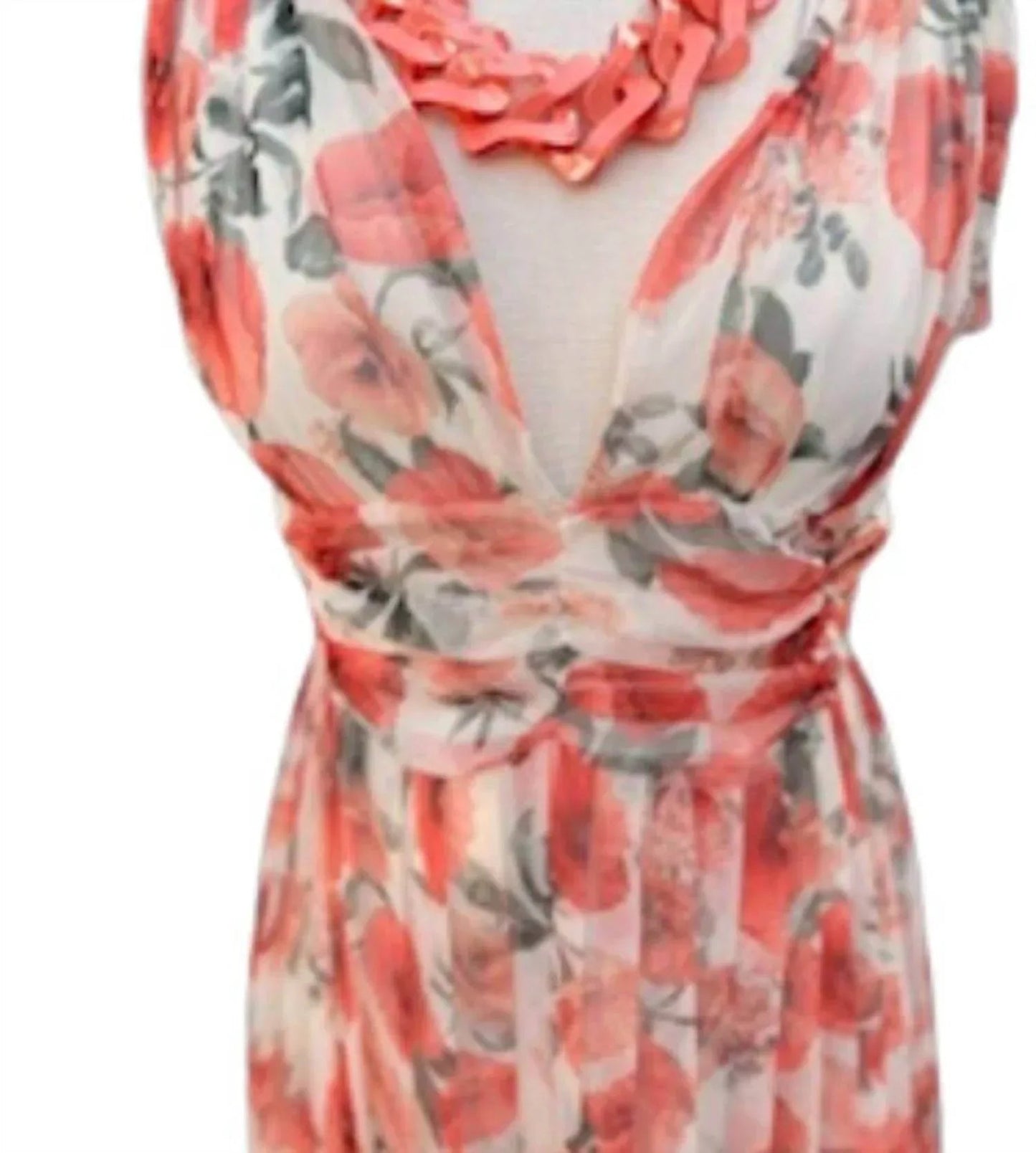 Women's Floral Sleeveless Dress With Bow On Shoulder