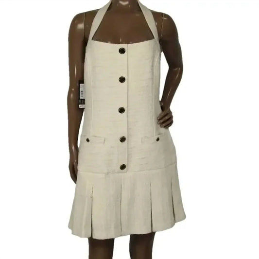Women's Tweed Square Neck Sleeveless Mini Dress