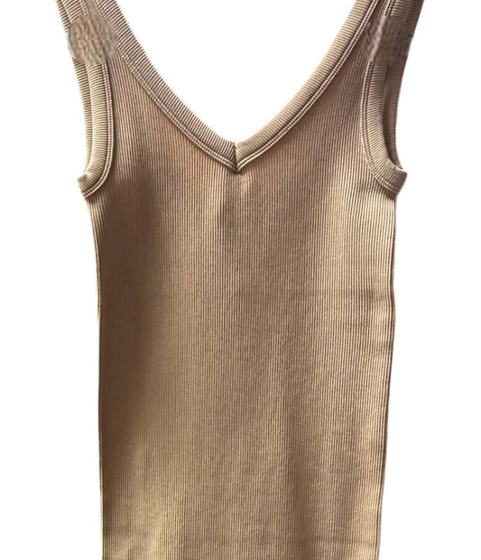 Women's V Neck Ribbed Tank Dress