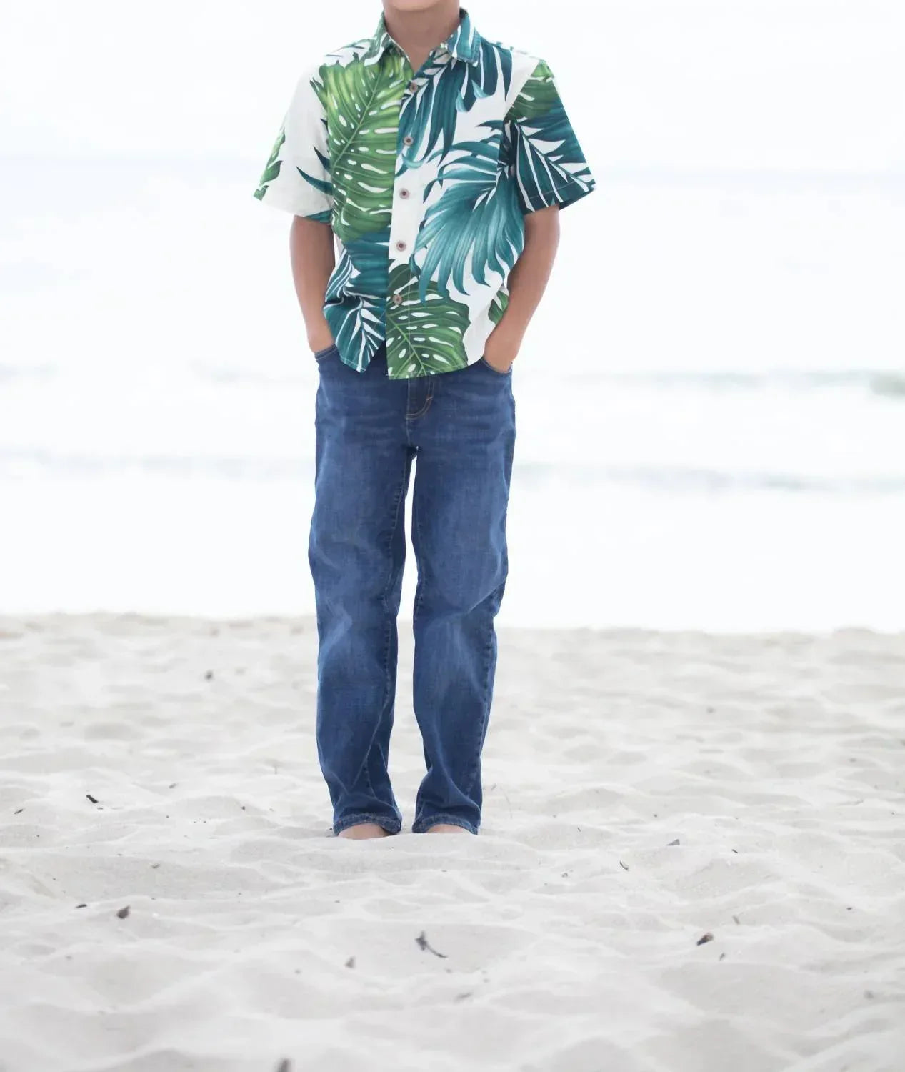 Jungen Monstera Kurzarm "Kalani" Aloha-Hemd
