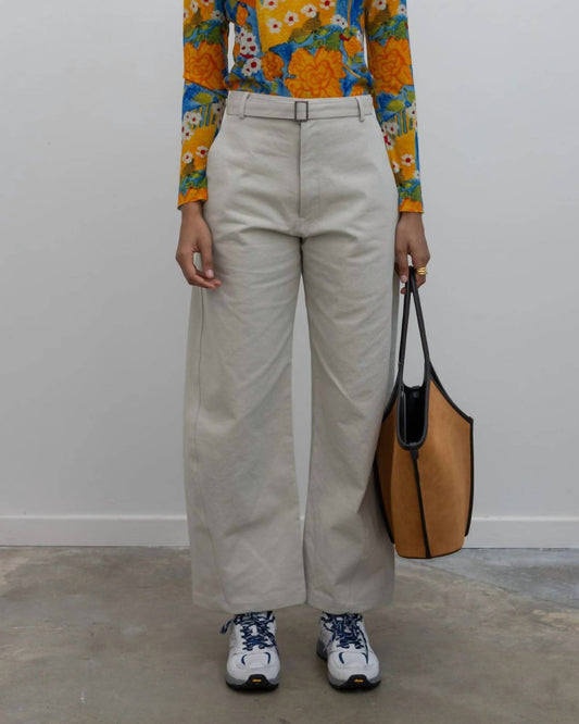Curved Belted Chino Pants