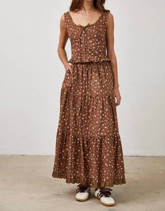 Floral Lace Trim Front Tie Top & Skirt Set