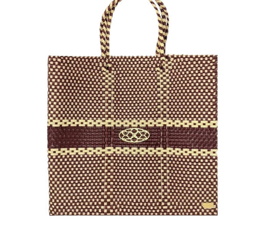 Women's Medium Woven Stripe Shoulder Strap Tote Bag