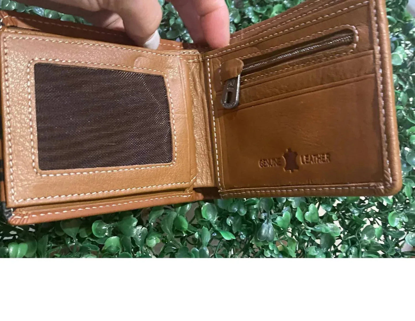 Men's Embossed American Flag Genuine Leather Wallet With Rfid Blocking
