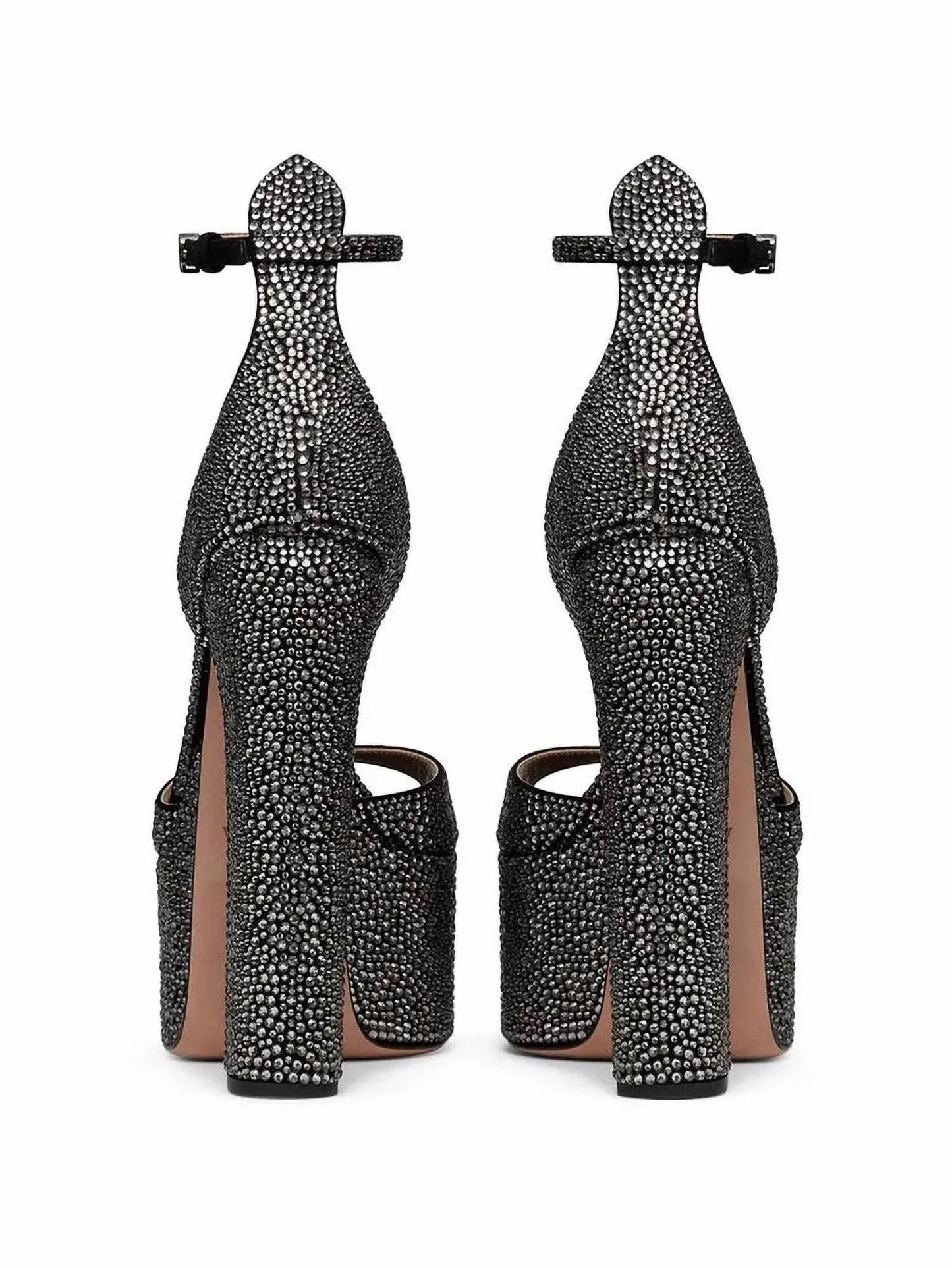 Damen-Plattform-Sandalen Tan-go Rhinestones