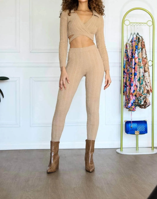 Women's Long Sleeve Crop Top And Pant Set