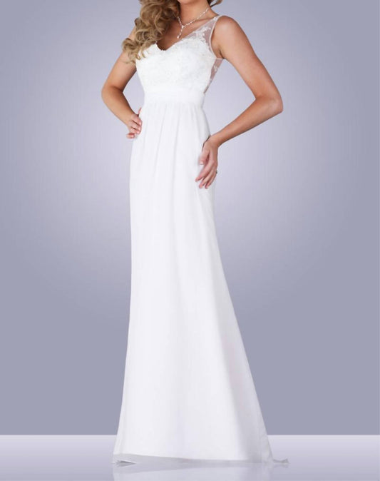 A Line Lace Chiffon Gown