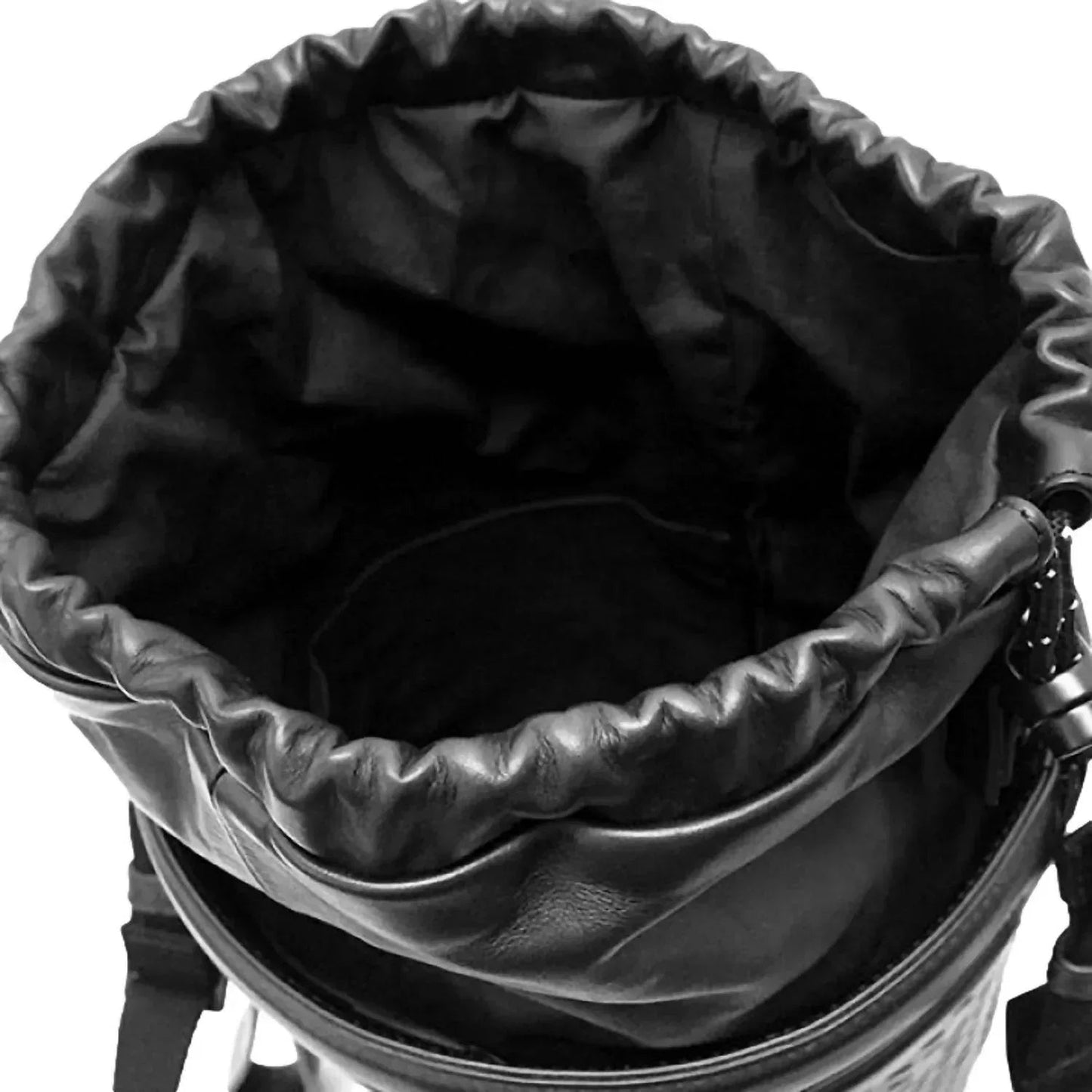 Women's Perforated Leather Drawstring Bucket Crossbody Bag