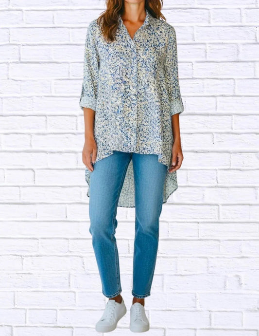 Floral Viscose High-low Shirt