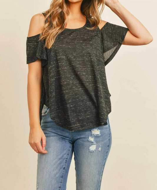Cold Shoulder Scoop Neck Curved Hem Top