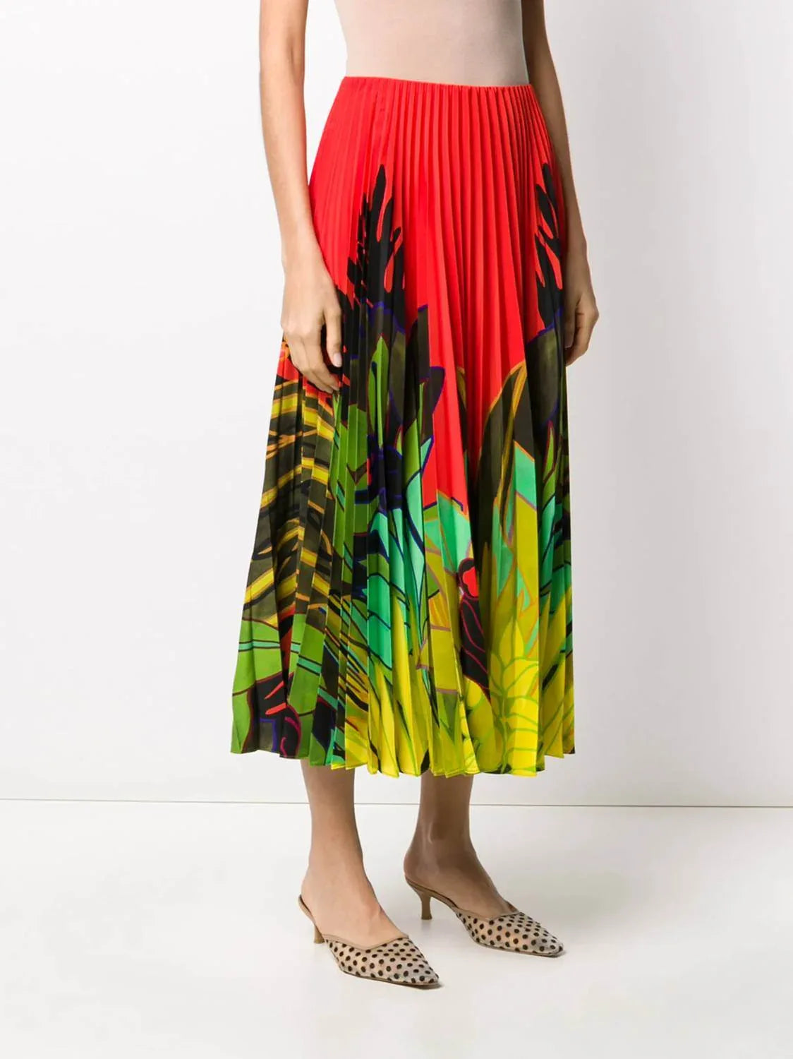 Mirrored Monkeys Forest Pleated Skirt