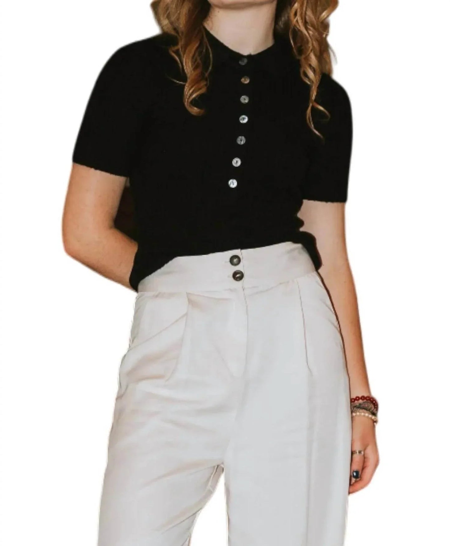 Molly Collared Short Sleeves Top