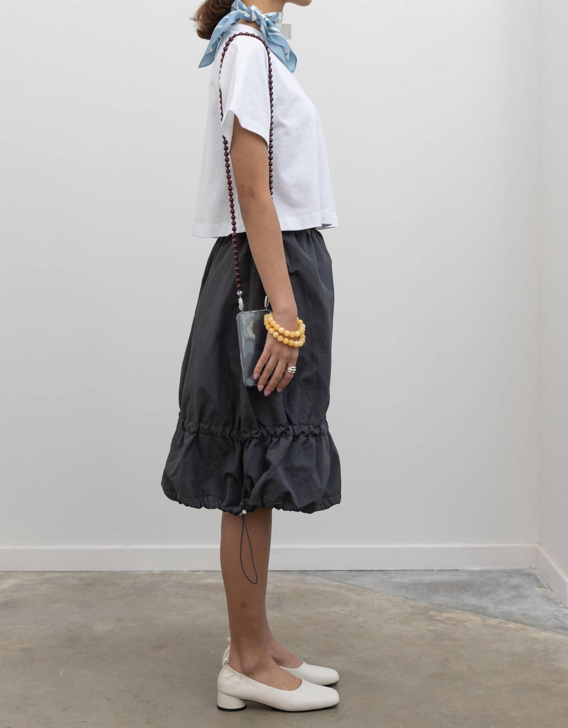 Nylon Bungee Midi Skirt