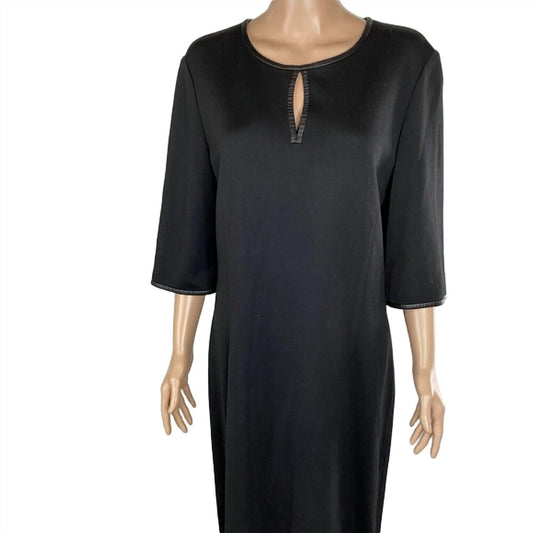 Women’s Leather-trim Sheath Midi Dress