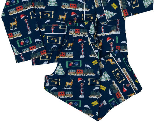 Boy's Polar Express Button Down Pajama Set