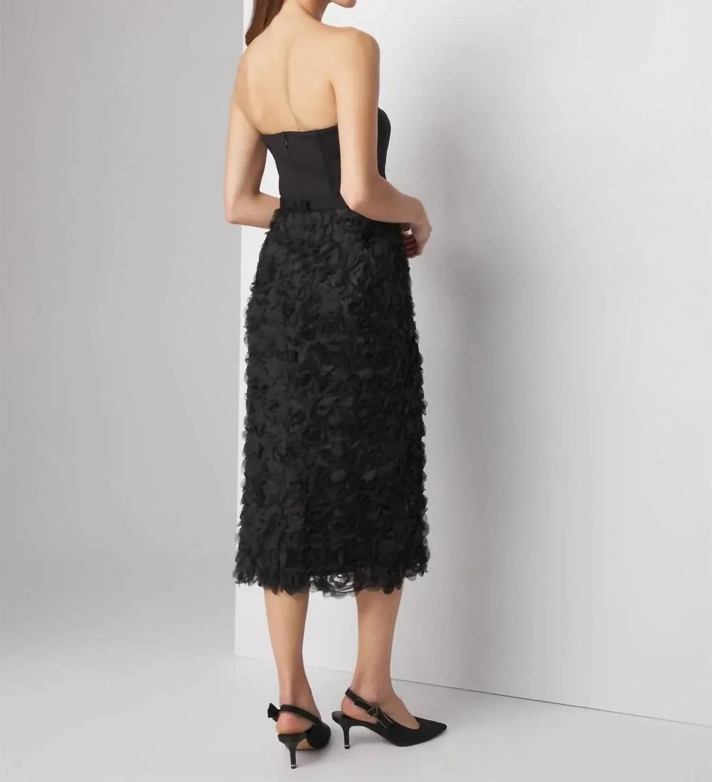 3d Floral Strapless Sheath Dress