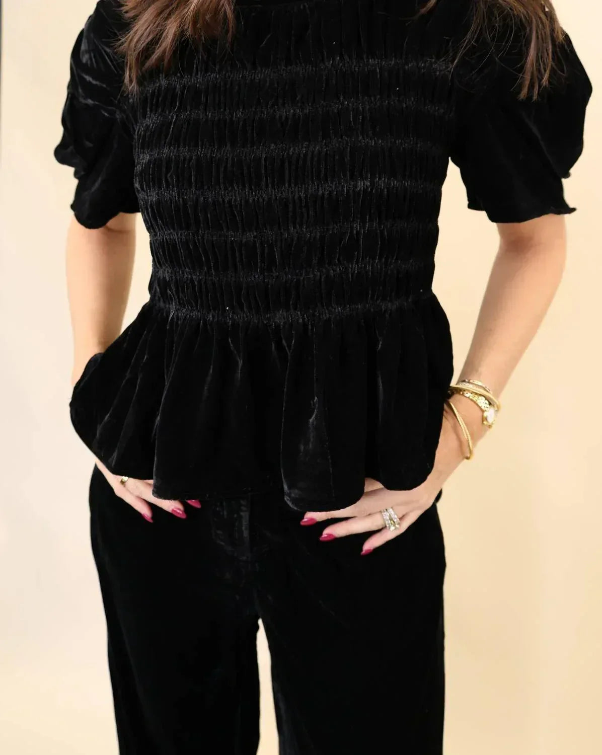 Forrest Stretch-Samt-Top