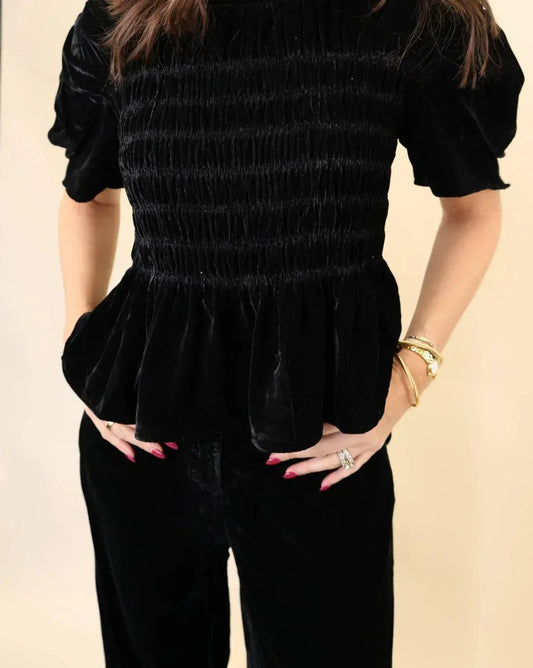 Forrest Stretch Velvet Top