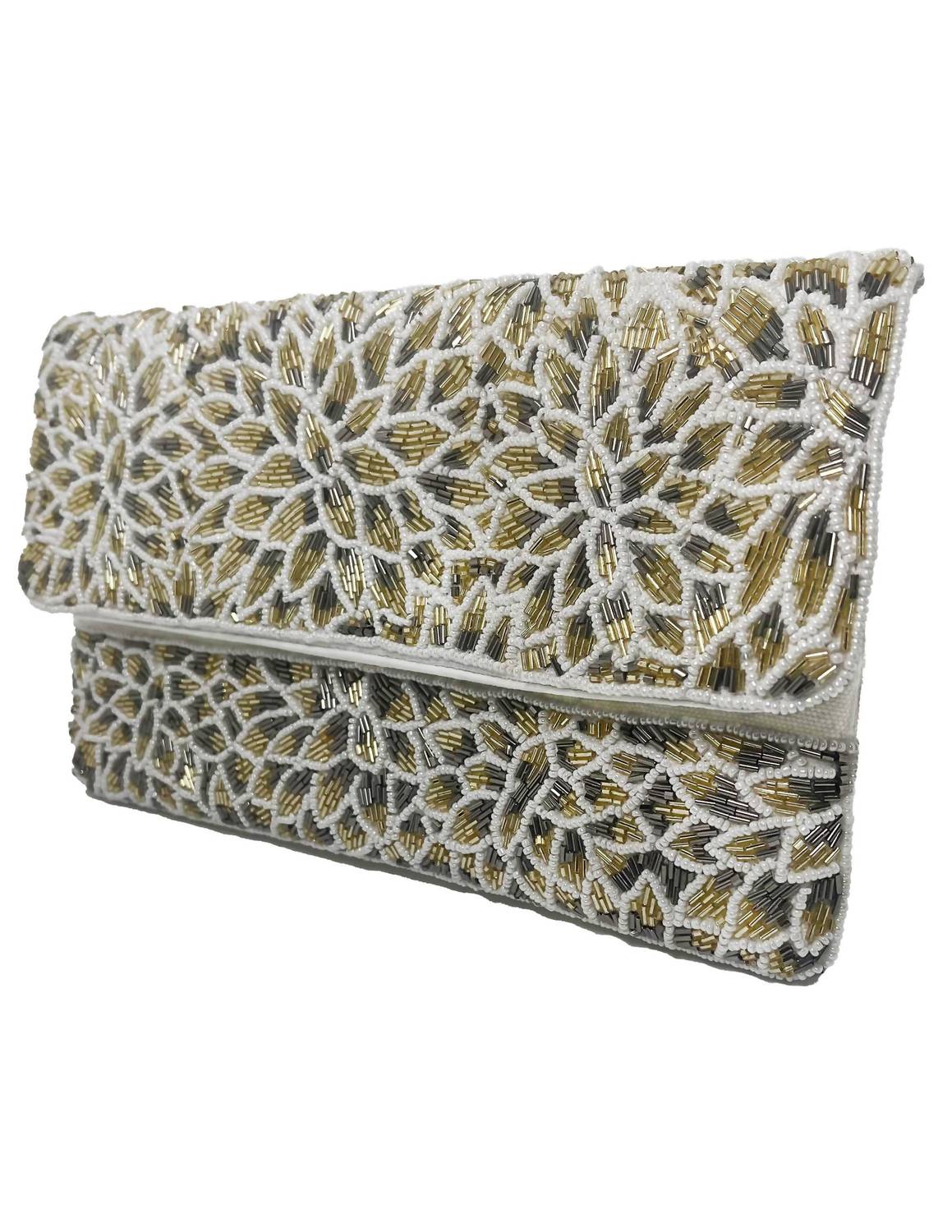 Geblümte Perlen-Clutch