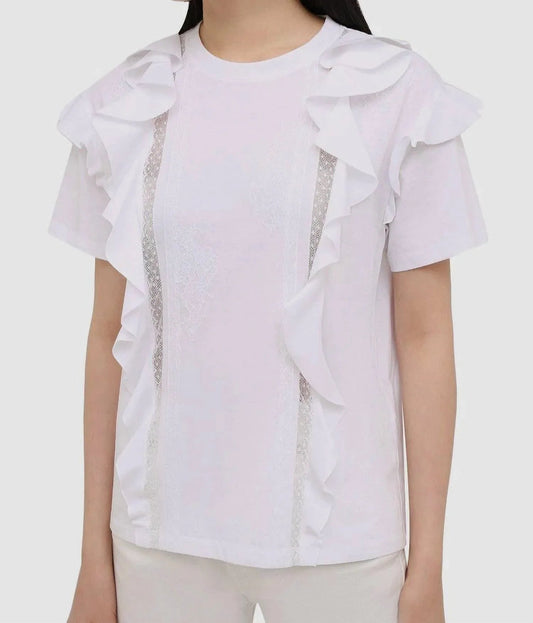 Crewneck Ruffle Lace T-shirt