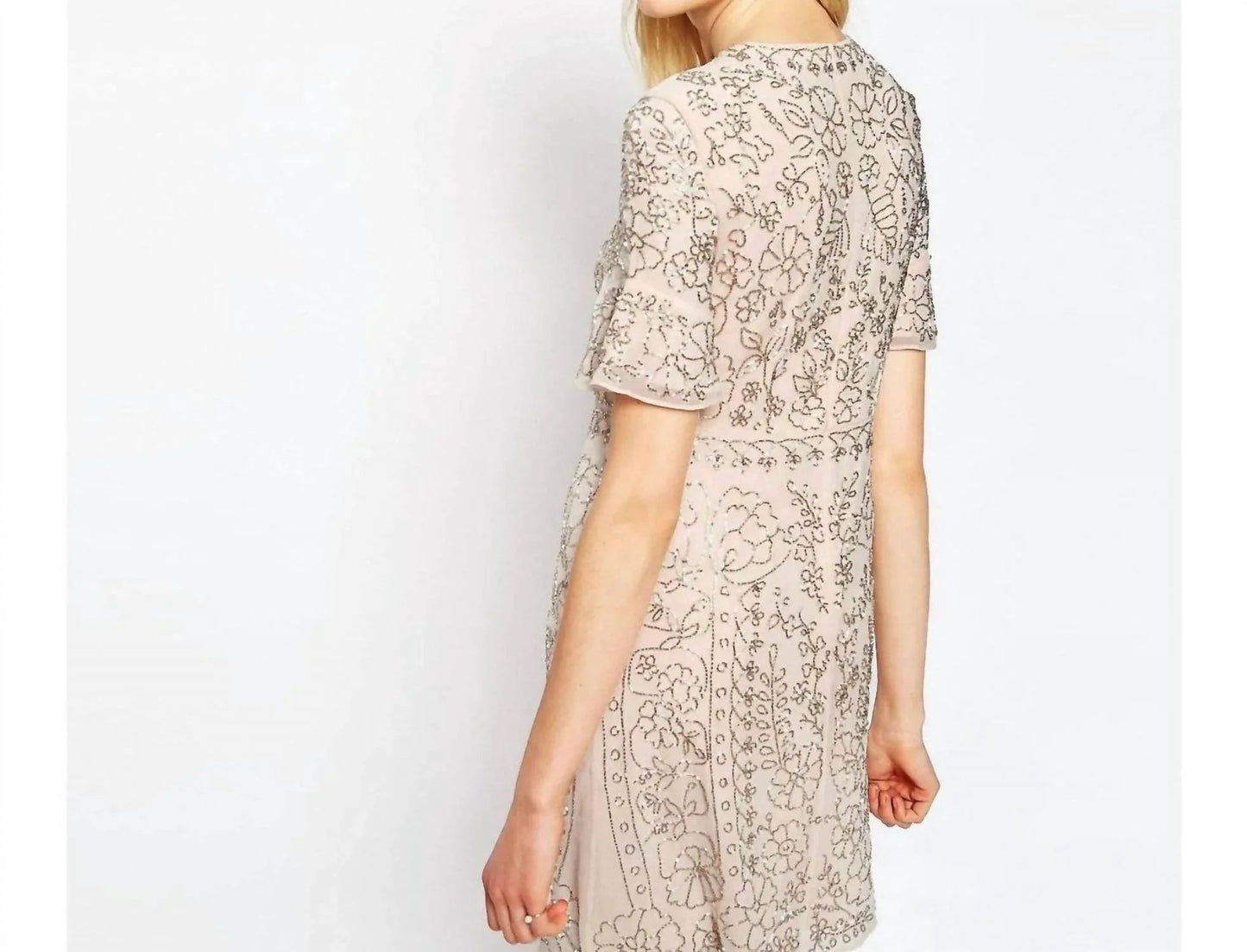 Linear Motif Embellished Shift Dress