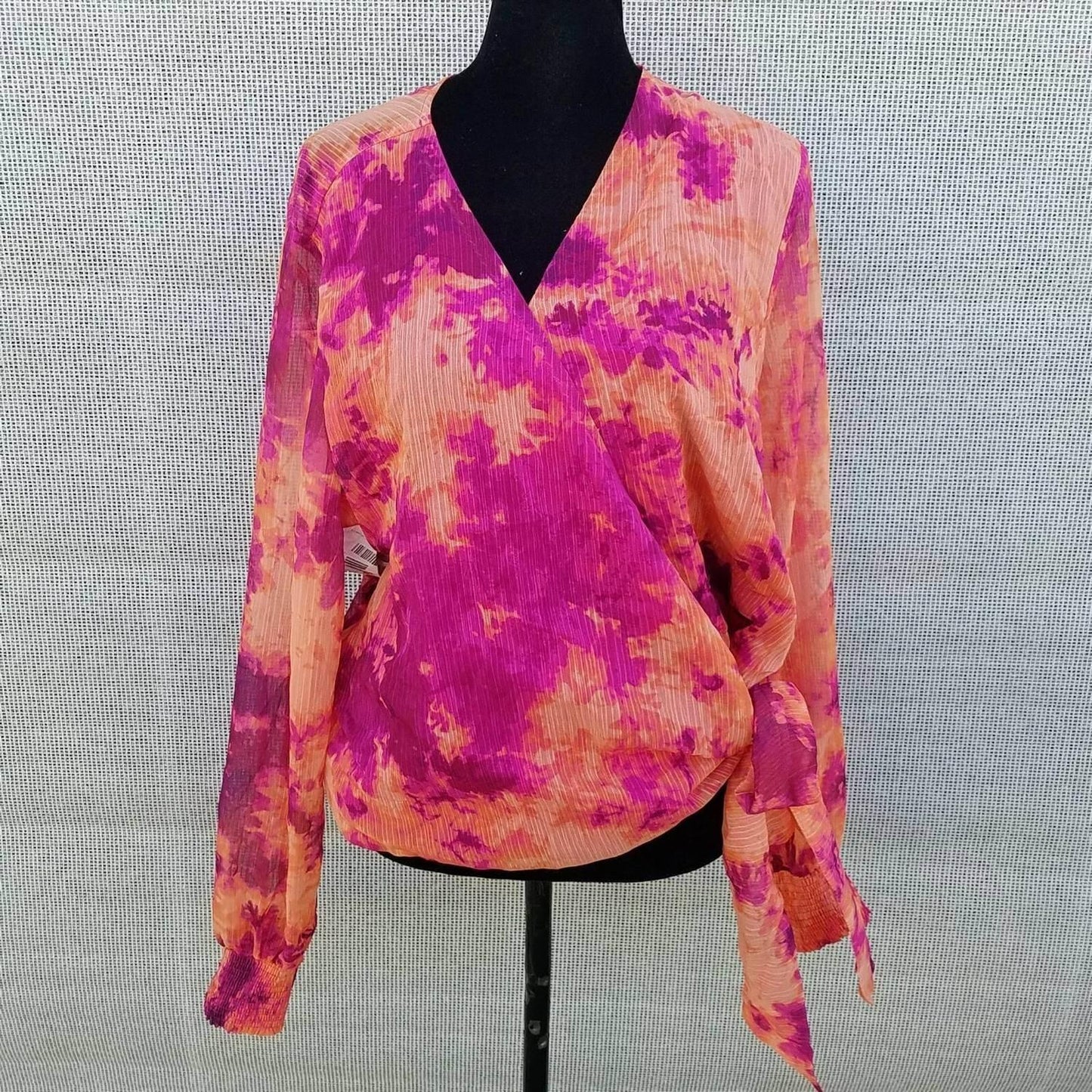 Long Sleeve Wrap Blouse