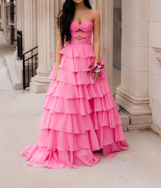 Strapless Fun Tiered Skirt Prom Dress