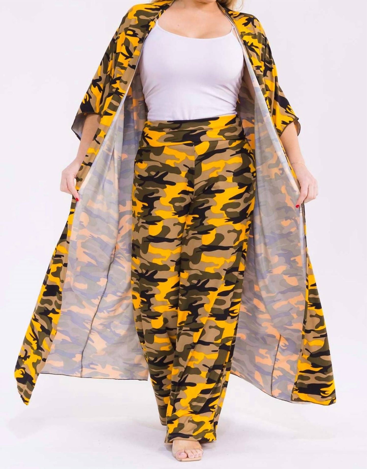 Kaftan- und Hosen-Set mit Camouflage-Muster
