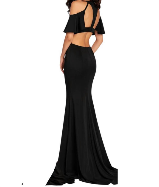 Maxikleid mit Neckholder und Rüschenärmeln