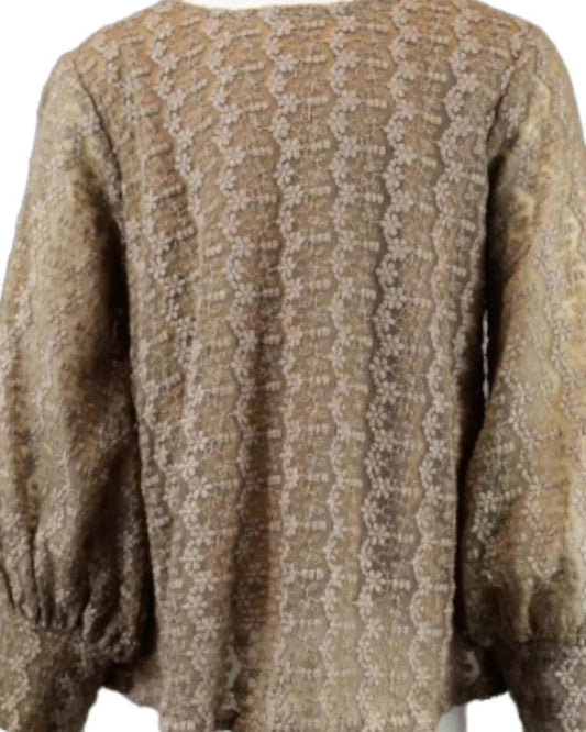 Mädchen Langarm-Oberteil mit geblümter Spitzenauflage