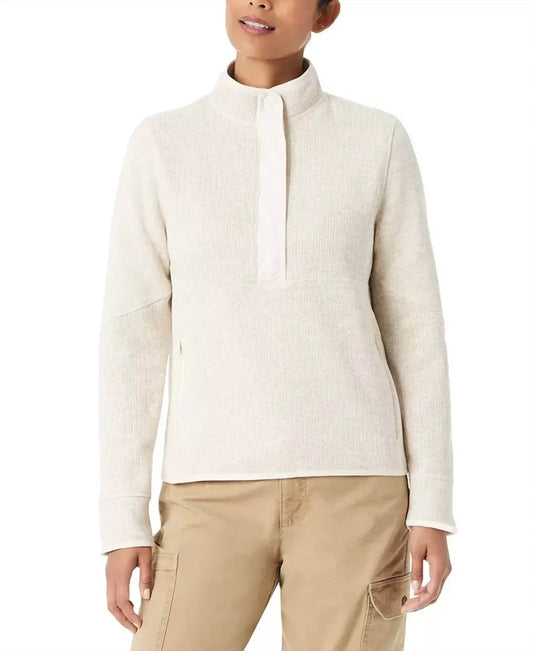 Women's Mixed Media Mock Neck Sweatshirt