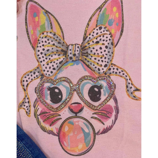 Mädchen-Glitzer-Hasen-Strass-T-Shirt